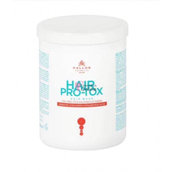 Masca pentru par Pro-Tox cu keratina, colagen si acid hialuronic Kallos, 1000ml